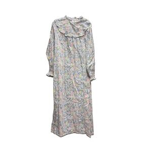 Katherine Bishop  Floral Flannel Nightgown LS Prairie Cottagecore Grandmacore LG